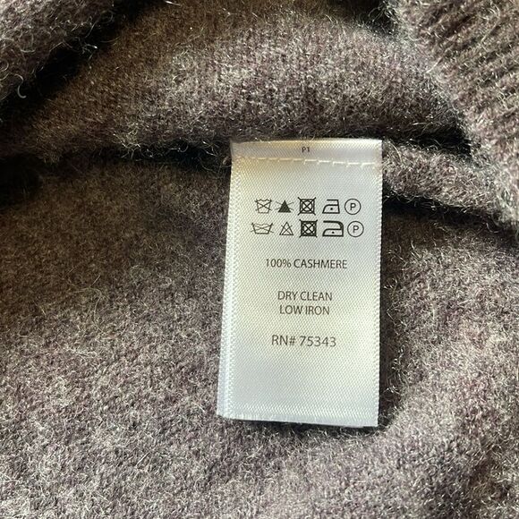 TAHARI 100% Cashmere Crew Neck Pullover Purple Sweater sz L - Picture 6 of 9